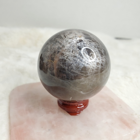 Flashy Black Moonstone Sphere - Picture 4 of 13